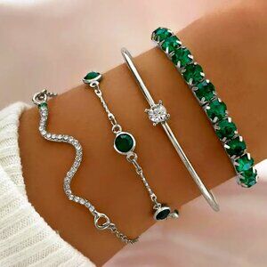 Green and Silver Bracelet Set